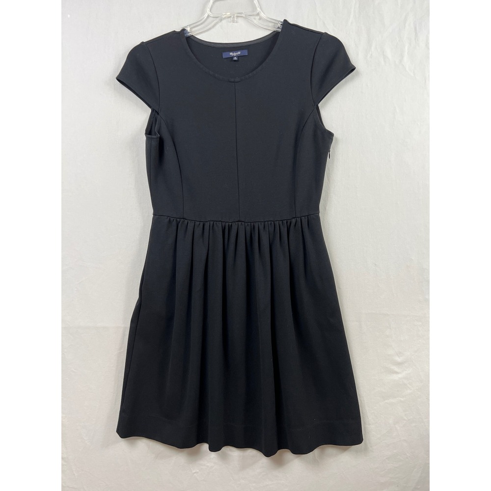 Madewell Dress Womens M Black Ponte Knit Cap Sleeve Fit & Flare 08260 HO'13